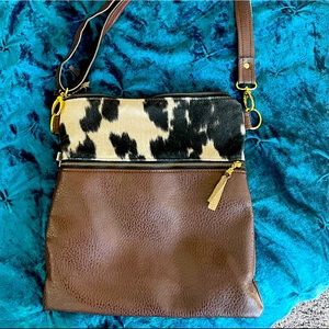 Cow print crossbody purse